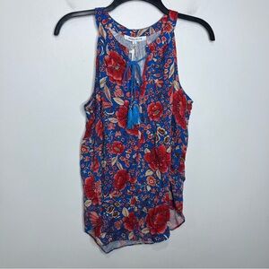 Rose + Olive blue‎ pink red floral tank top women’s size small preppy